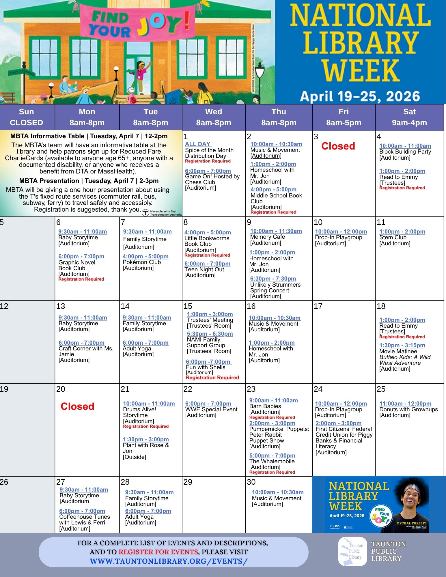 Back of April's newsletter