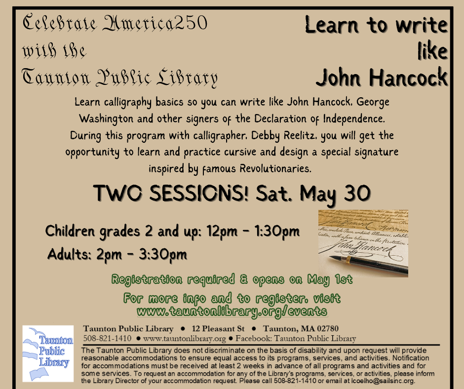 Flyer for a calligraphy workshop