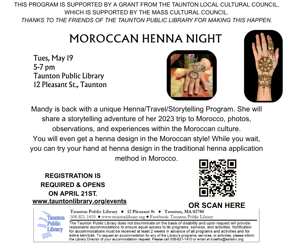 Flyer for Moroccan Henna Night.