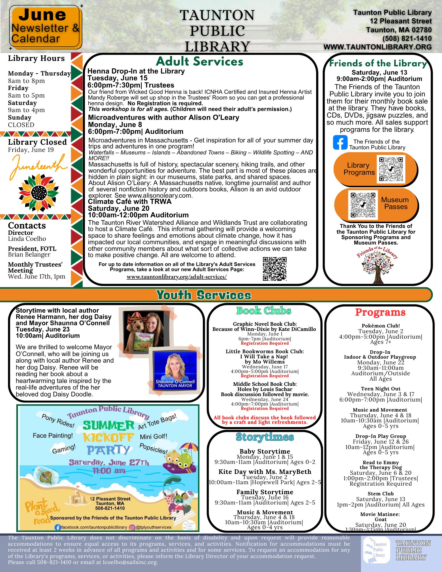 Back side of June's Newsletter