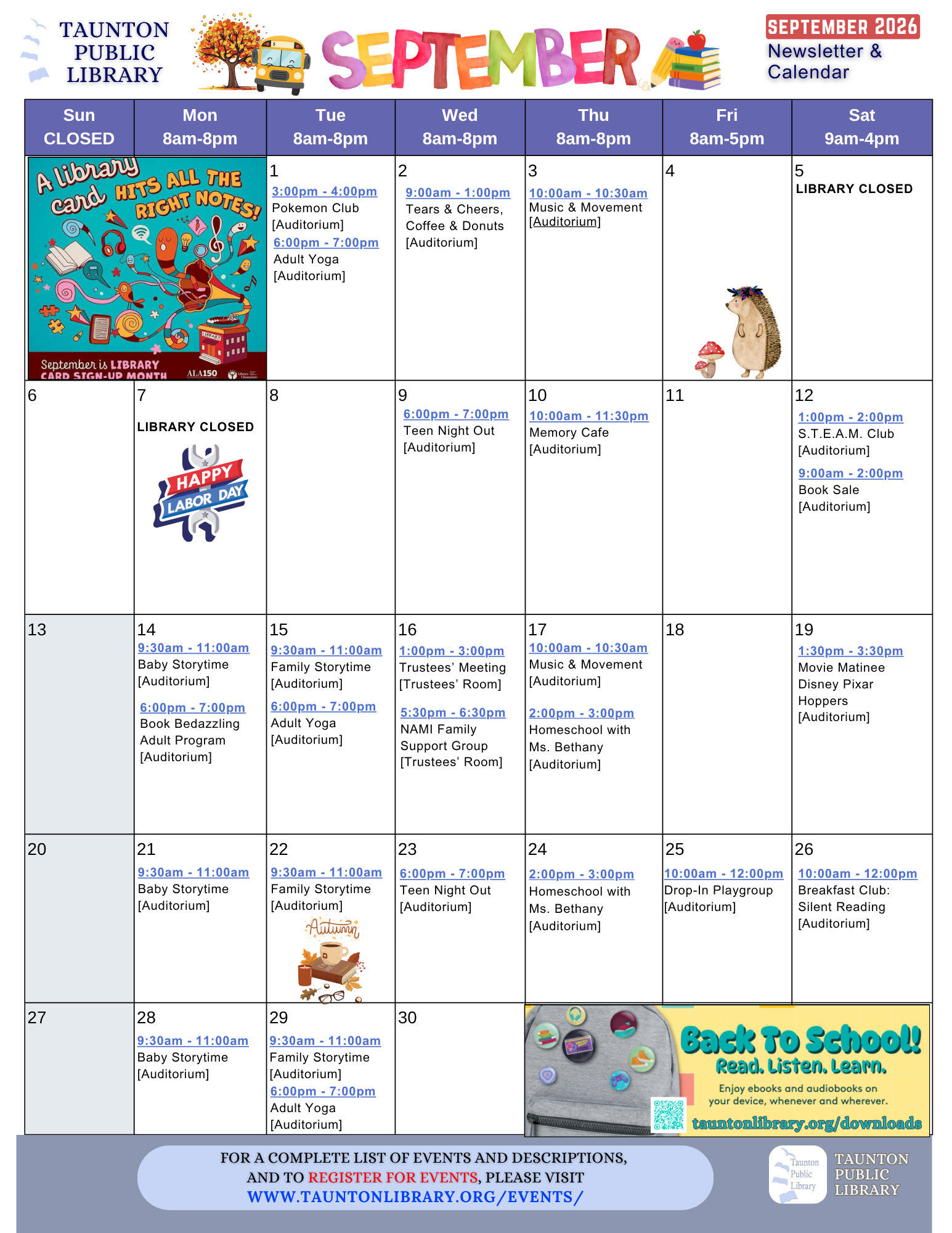 Side 2 of the TPL's september newsletter