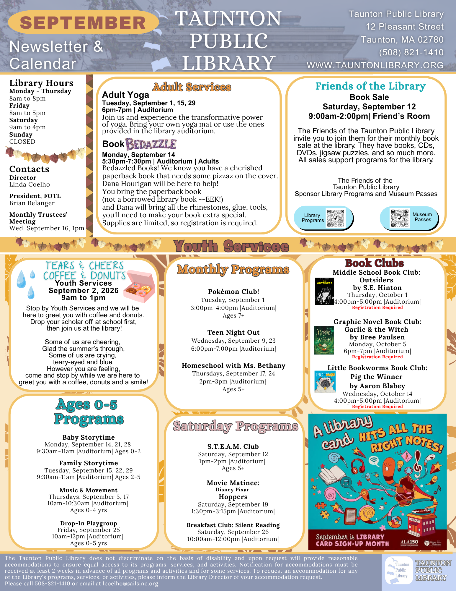 Side 1 of the TPL's september newsletter.